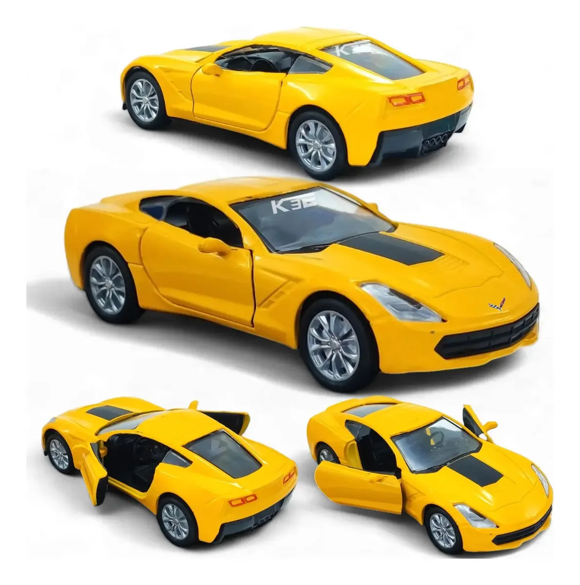 Carrinho Em Miniatura Chevrolet Corvette C7 Metal Amareloo