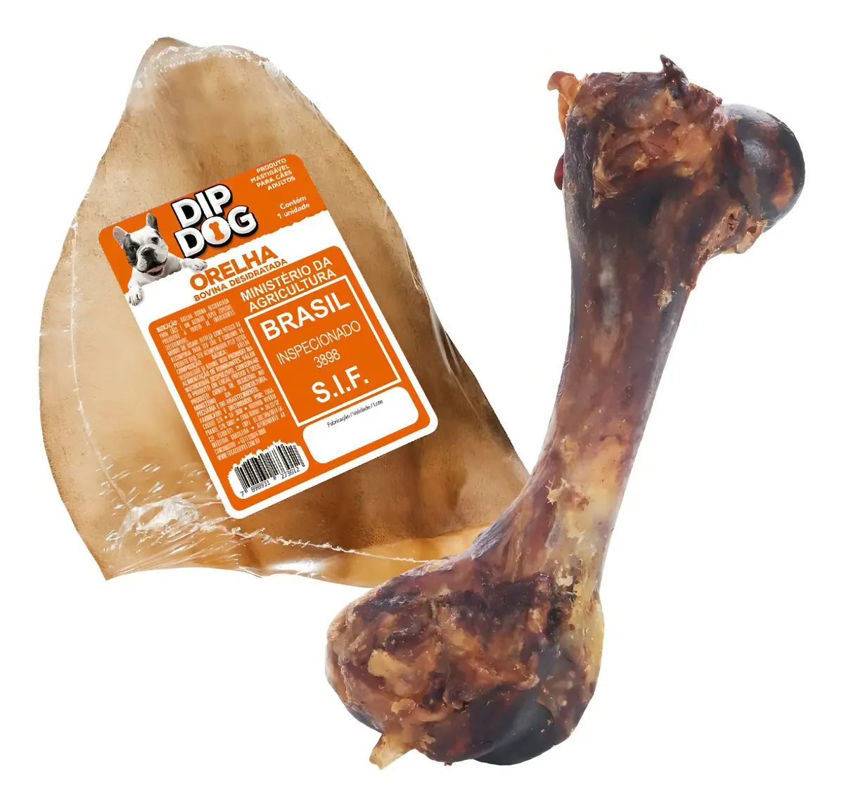 Petisco Cachorro Mordedor Orelha E Femur Desidratado Natural