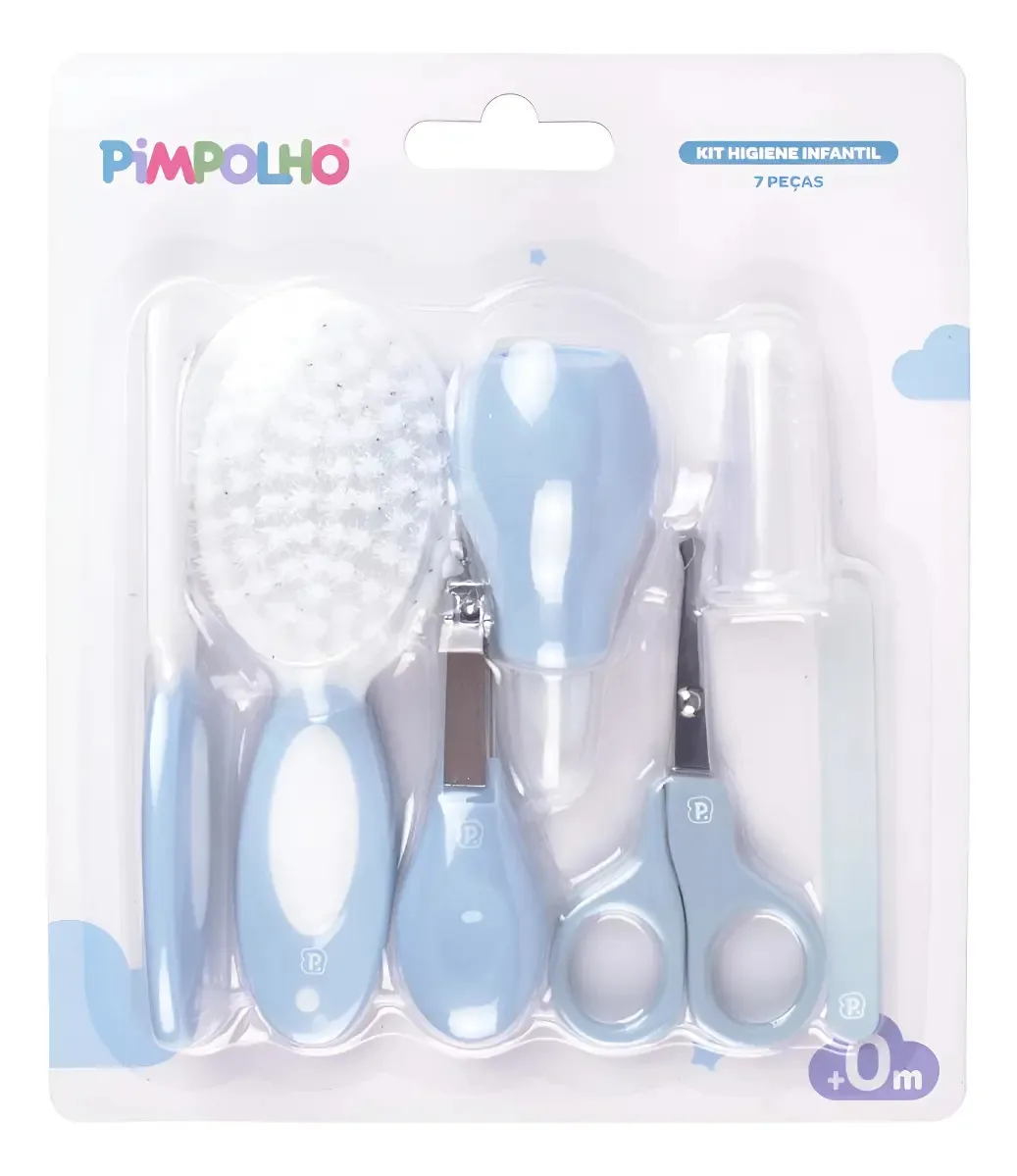 Kit Higiene Cuidados Para Bebês Pimpolho 7 Peças Cor Azul