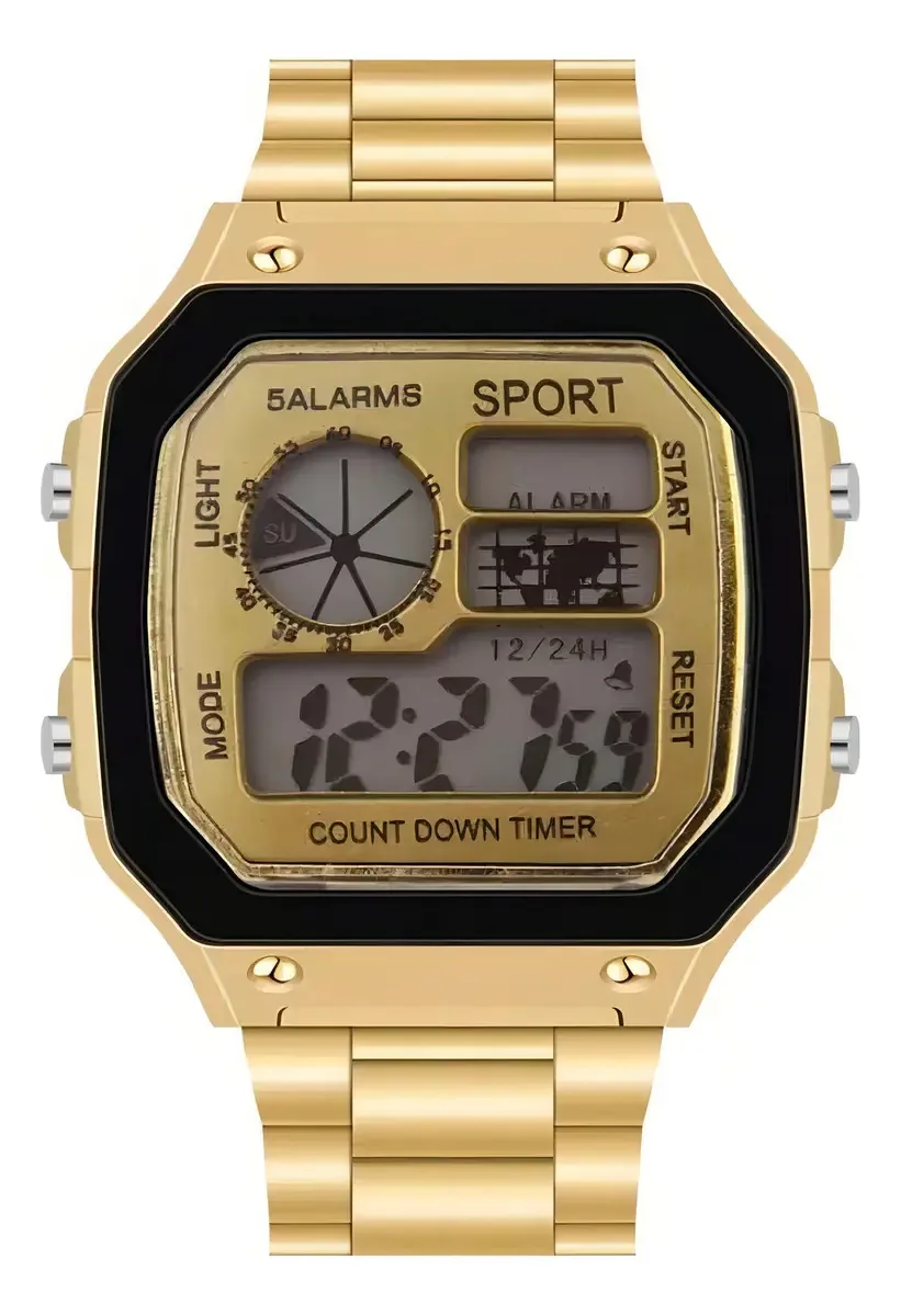 Relógio De Pulso Digital Dourado