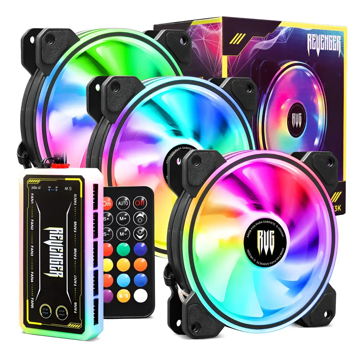 Kit 3 Cooler Fan Gamer 120mm Argb Hub E Controladora Controle Ventoinha 12v Digital Informática