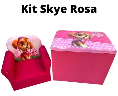 Bau Brinquedo Puff Infantil Sofazinho Conjunto Puffe Skye