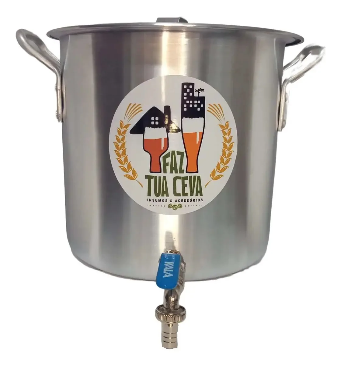 Caldeirão Panela Cervejeira Alumínio C/ Registro 12,7l -26cm Cor Prateado