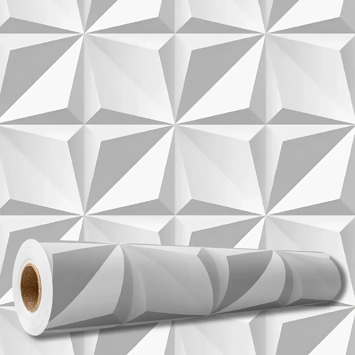 Adesivo Decorativo 5 Mts Papel Parede Efeito 3d Cinza Escritório Geométrico Quarto Sala