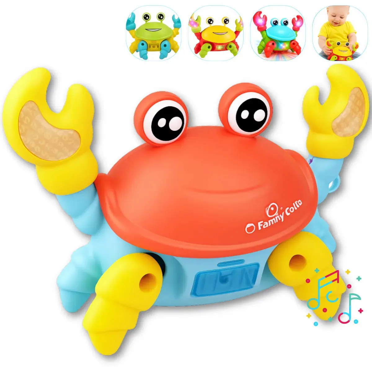 Caranguejo Brinquedo Fujão Sensor Dança E Som Musica Ligeiro