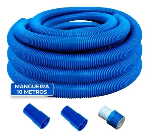 Mangueira Flutuante 10mts Com Ponteiras E Adaptador Piscina
