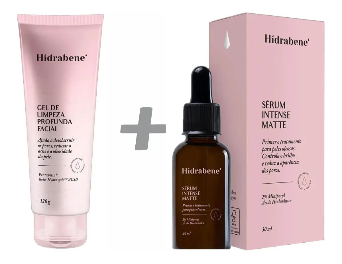 Kit Hidrabene: Gel de Limpeza Facial e Sérum Intense Matte