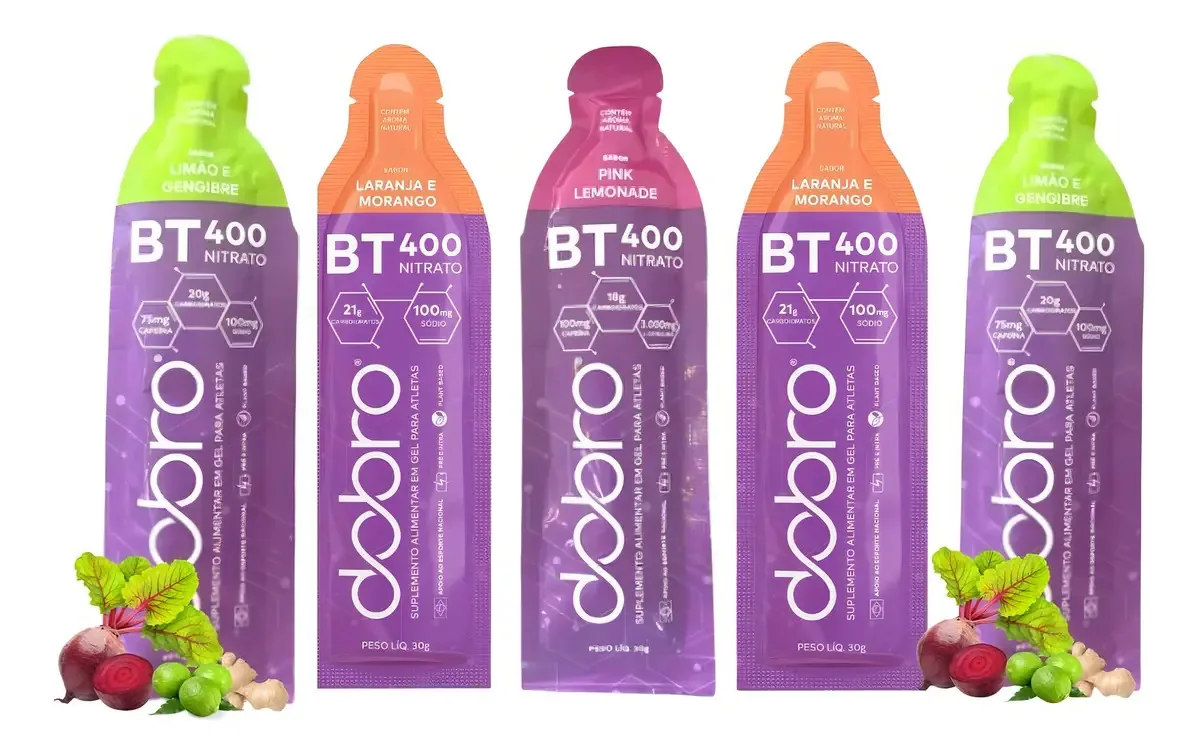 Bt Nitrato 400 Gel 5 Sachês Carboidrato Beterraba Dobro