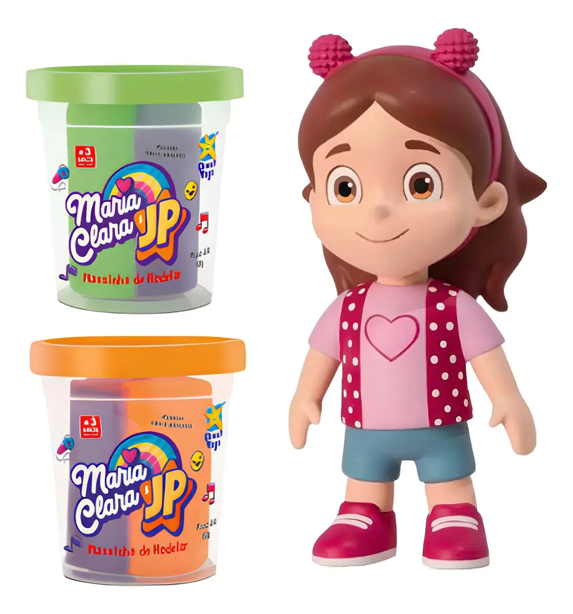 Boneca Mini Maria Clara 13cm + 2 Massinhas Modelar 3 Cores