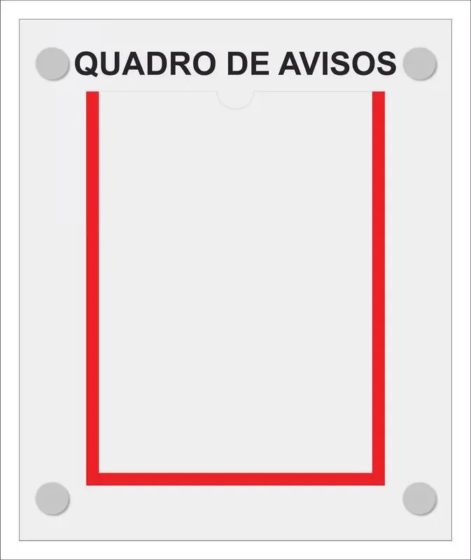 Quadro De Aviso Gestão Com 1 Displays A4 Acrílico Vermelho