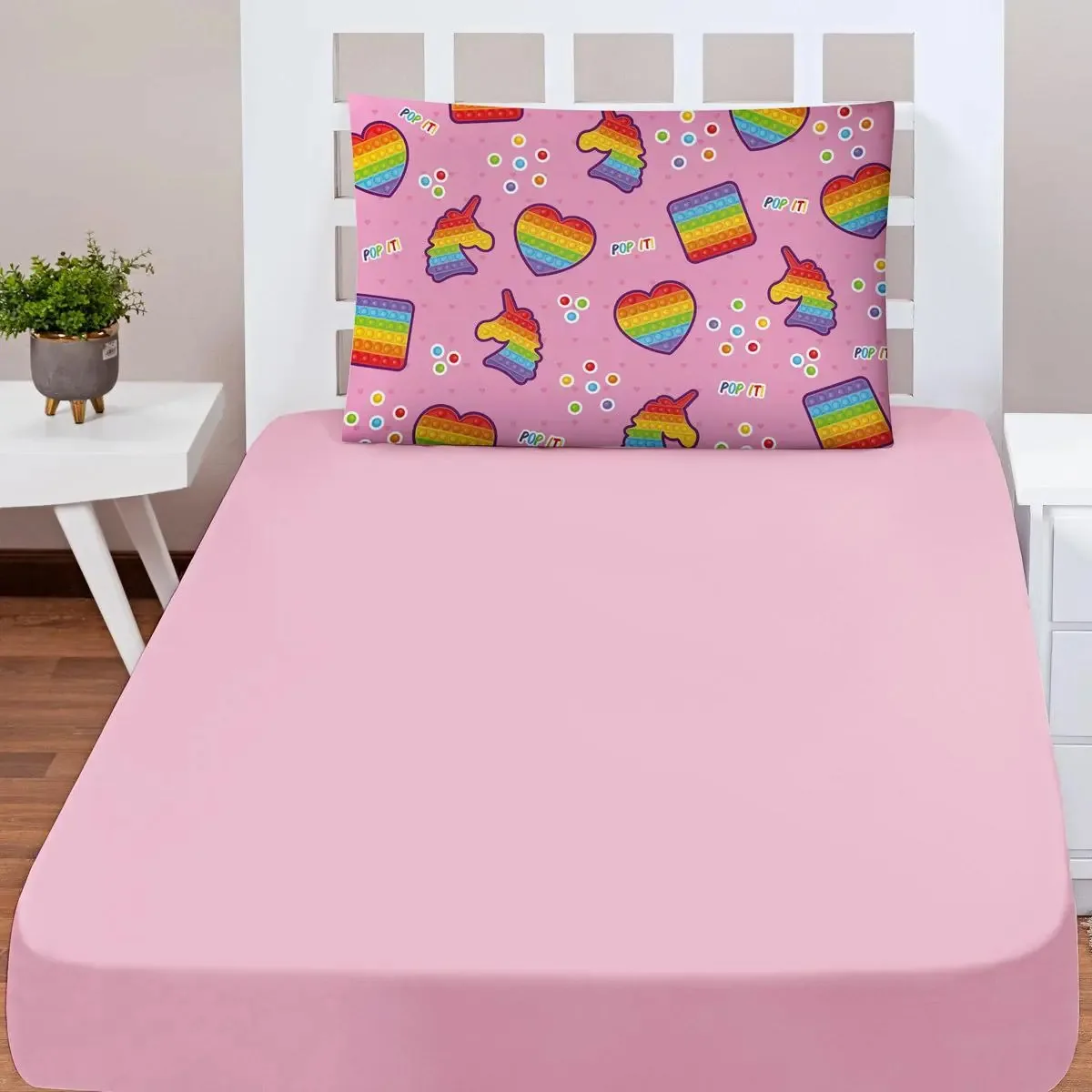 Jogo Cama Solteiro Infantil Lençol Macio - Pop It Unicórnio
