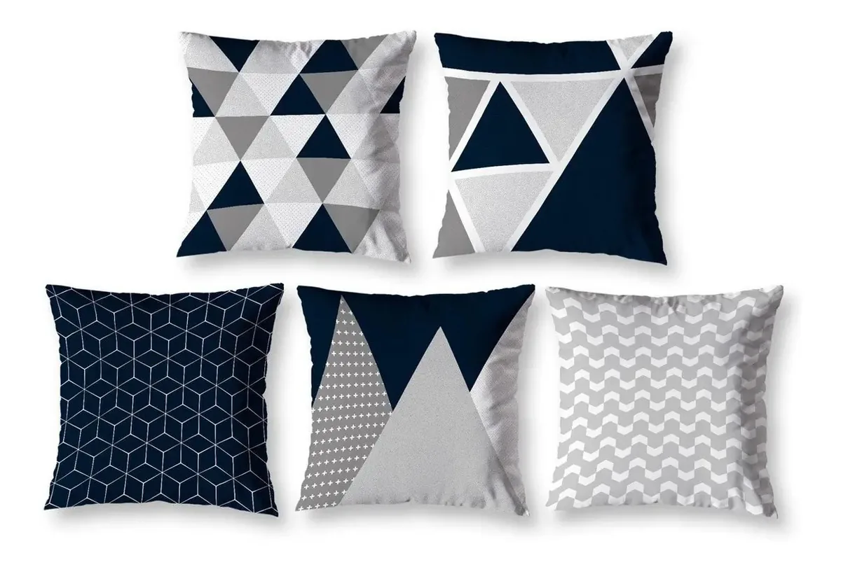 Kit 5 Almofadas Cheias Decoração Estampada Geométrica Cin