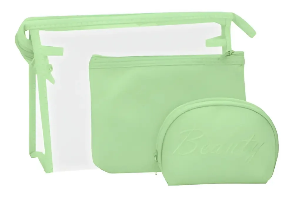 Kit Nécessaire Unyhome Verde 3 Organização Viagem Maquiagem