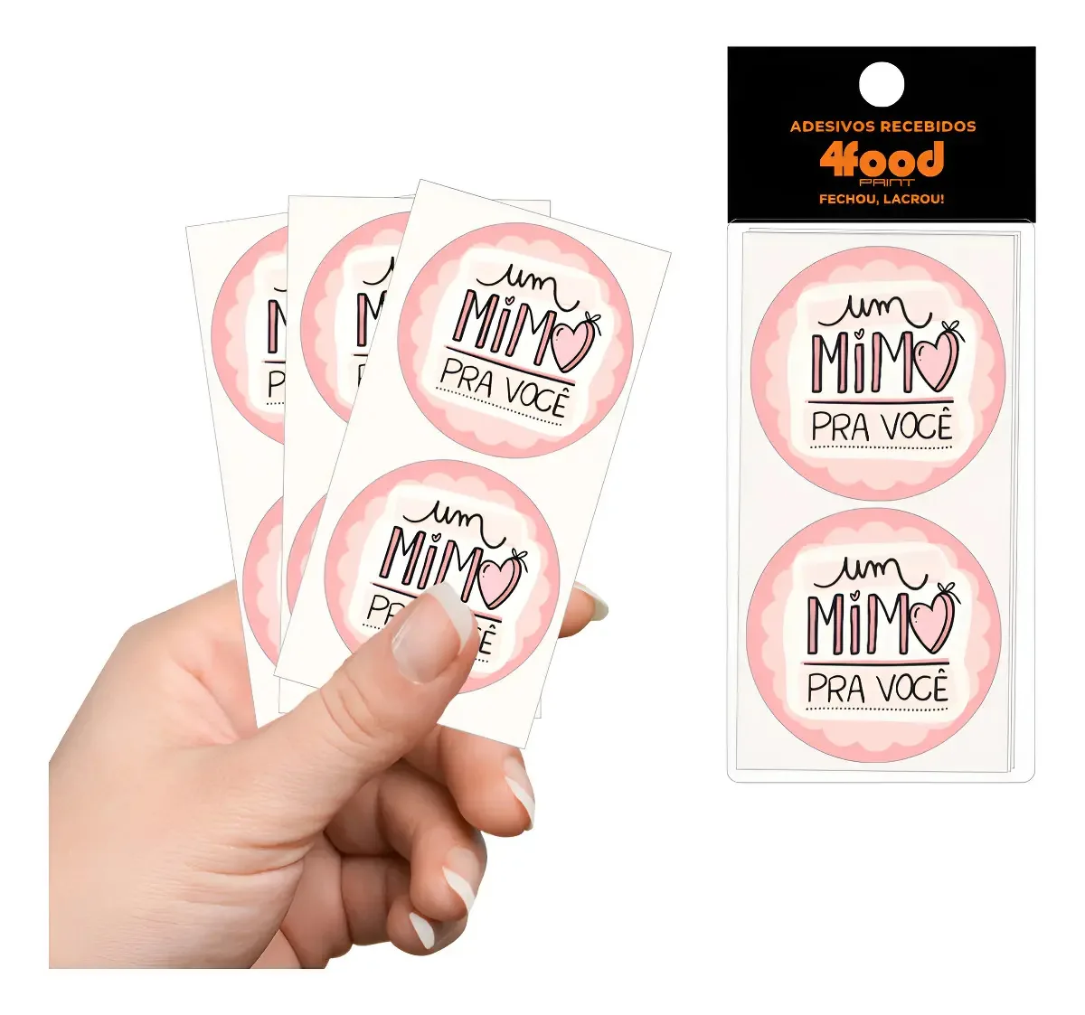 Adesivos Decorativos 4cm - 50 Pacotes (2500 Unid) - Mimo Cor Rosa-claro Desenho impresso Mimo Rosa Claro