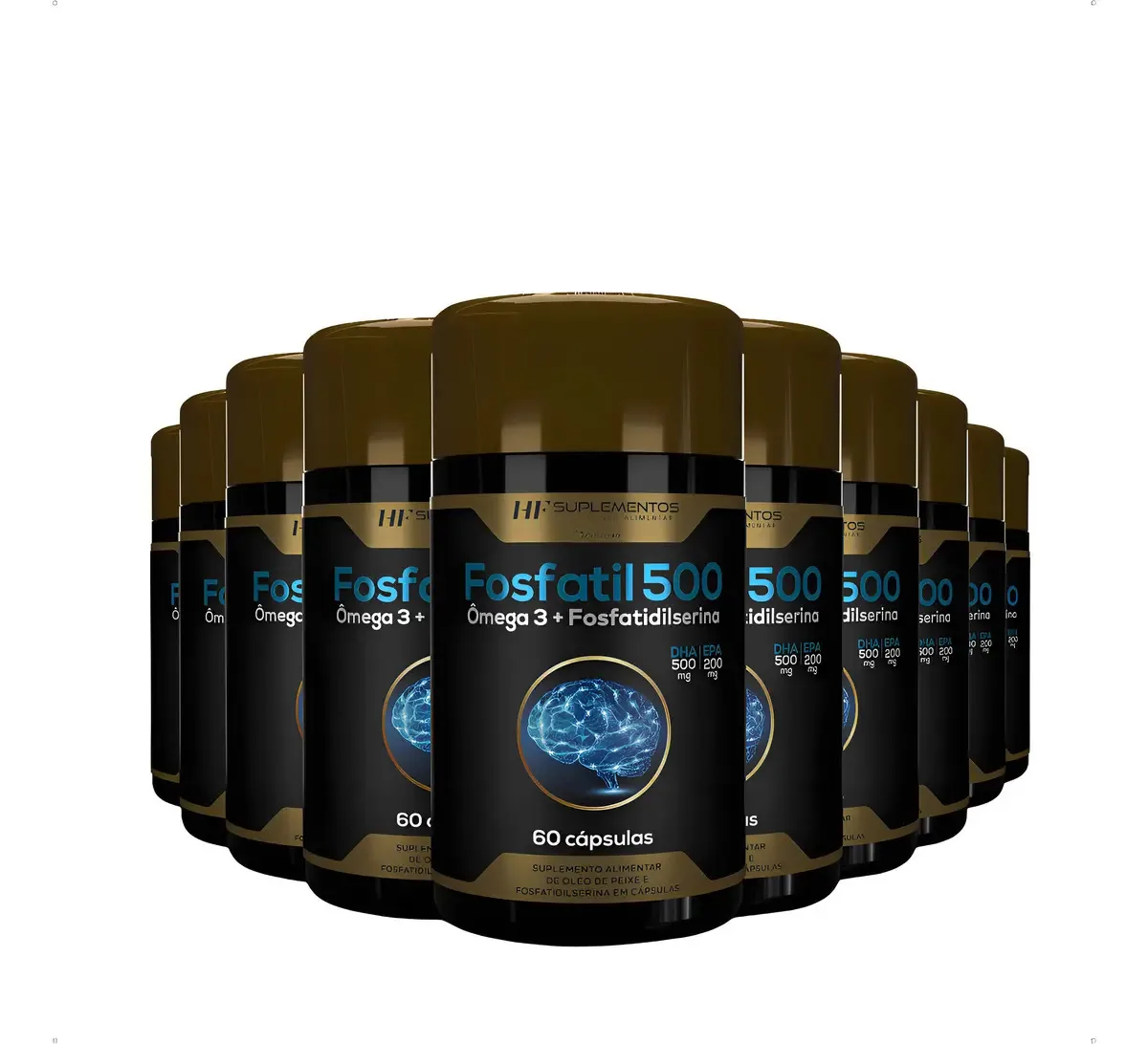 10x Fosfatil Omega 3 + Fosfatidilserina 60cap Hf Suplementos Sem Sabor