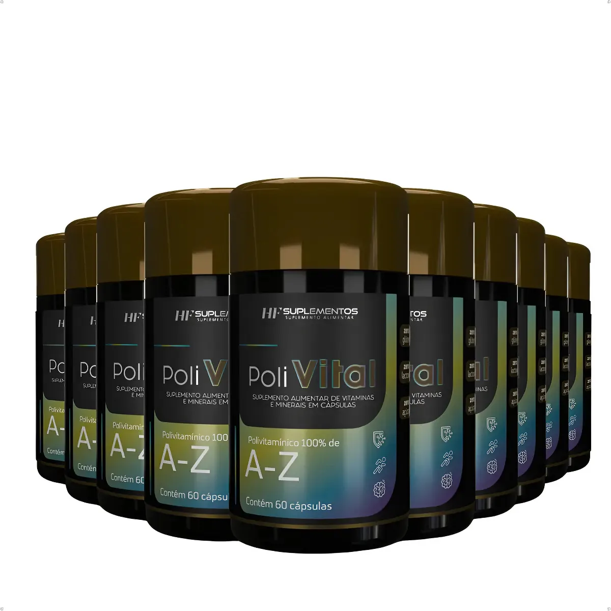 10x Polivital A-z 60 Caps Hf Suplementos Sem Sabor