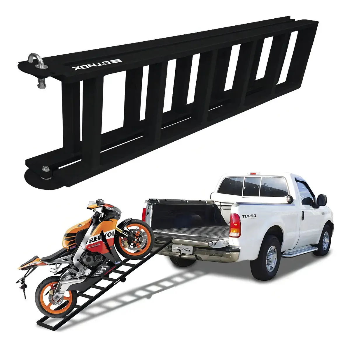 Rampa Para Moto Pick Up Gtnox GTE006 Aço Carbono 350Kg Preto Dobrável