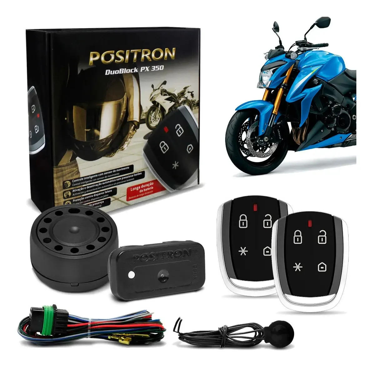 Alarme Moto Universal Pósitron Duoblock Px 350 Com Controle