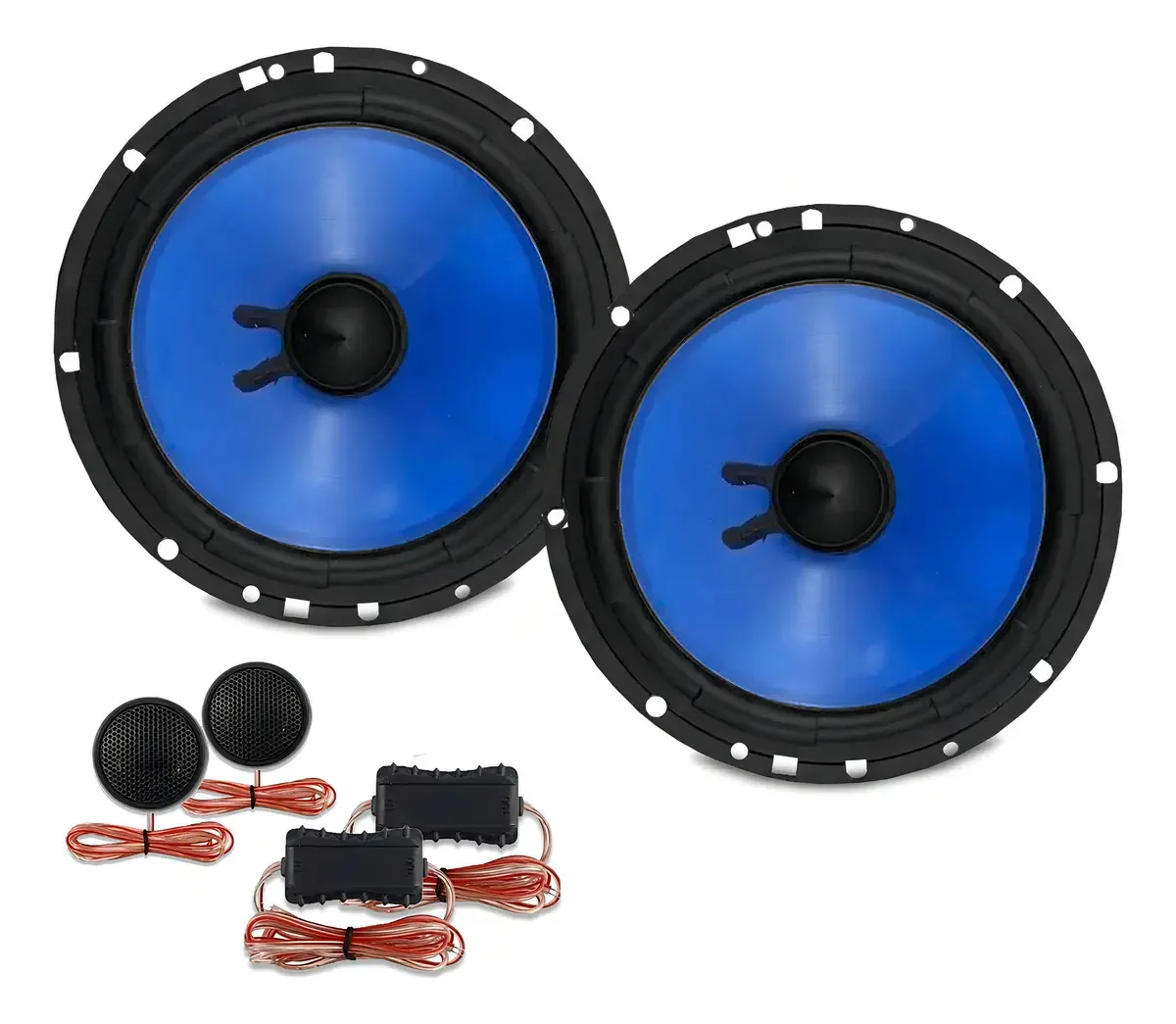 Kit Alto Falantes 6" 130W RMS Duas Vias com Tweeter e Woofer Hurricane