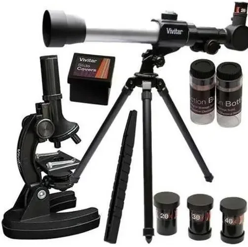 Kit Telescópio Microscópio 120x + Tripé Vivitar Vivtelmic20