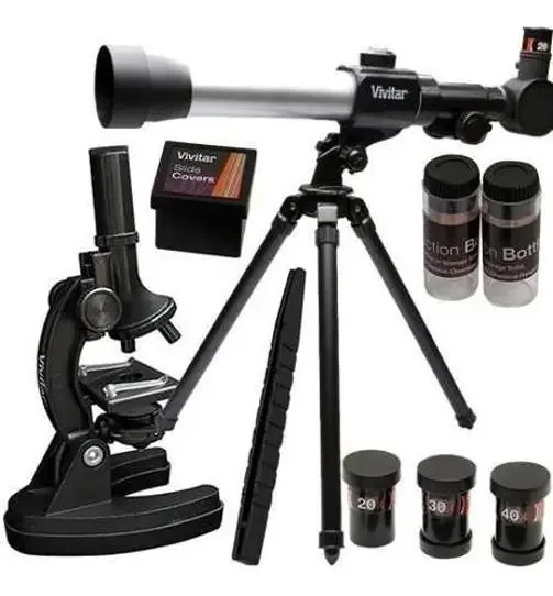 Kit Telescópio Microscópio 120x + Tripé Vivtelmic20 Vivitar
