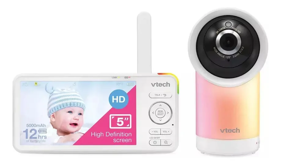 Baba Eletronica Vtech Rm5854 5 Polegadas, Câmera 1080p Cor Branco