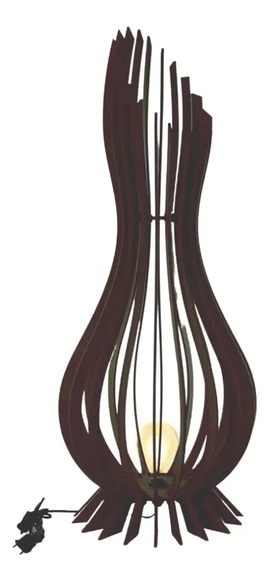 Luminária De Chão Ana Maria Mdf 120cm Cúpula Preto