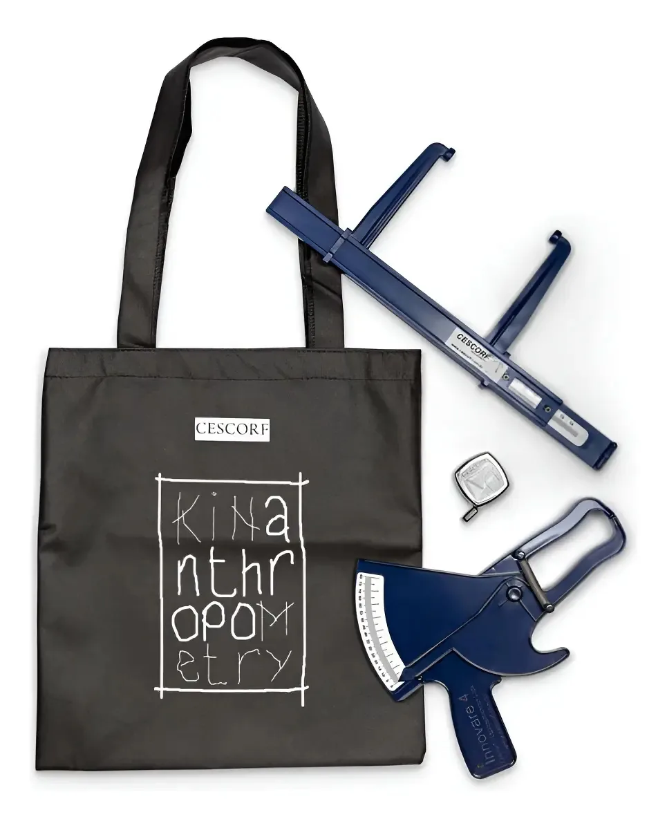 Kit Antropométrico Cescorf Analógico Plicômetro Paquímetro Trena Azul