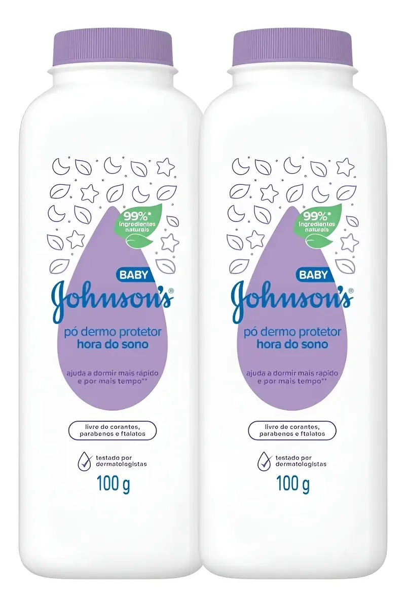 2 Talco Pó Dermo Protetor Johnson's Baby Hora Do 100g