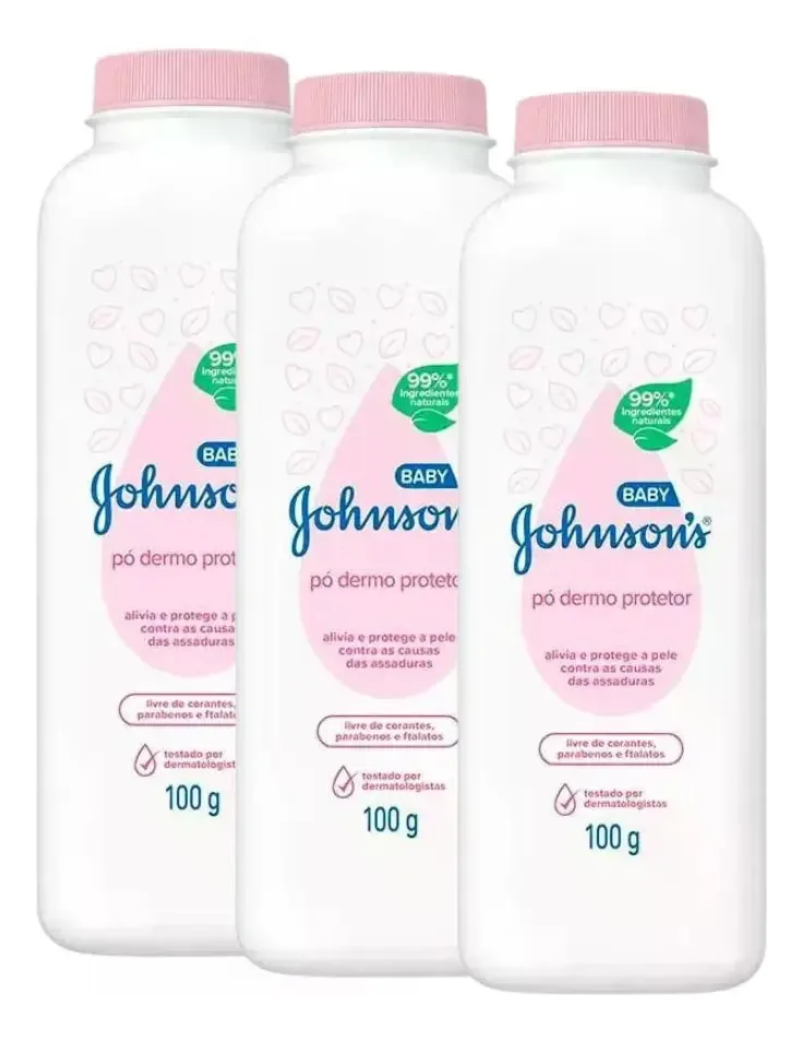 Kit 3 Talco Pó Dermo Protetor Johnson's Baby 100g