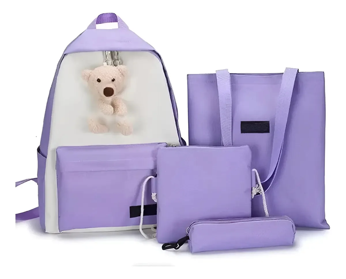 Mochilas Infantil Ursinho Impermeavel Estojo Bolsa
