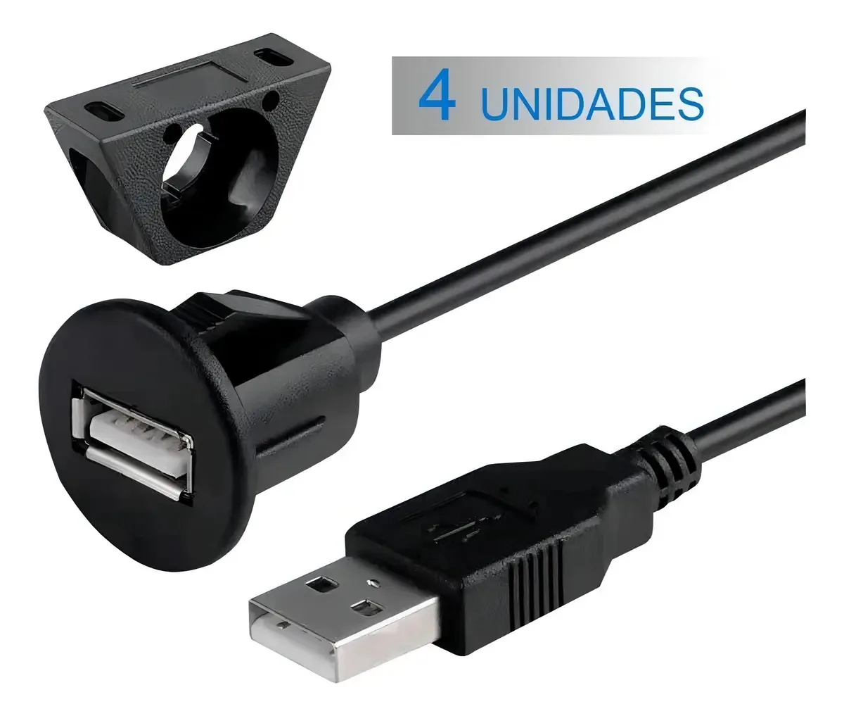 Kit 4 Cabos Usb 2.0 Extensão Macho Femea Multimídia 1 Metro