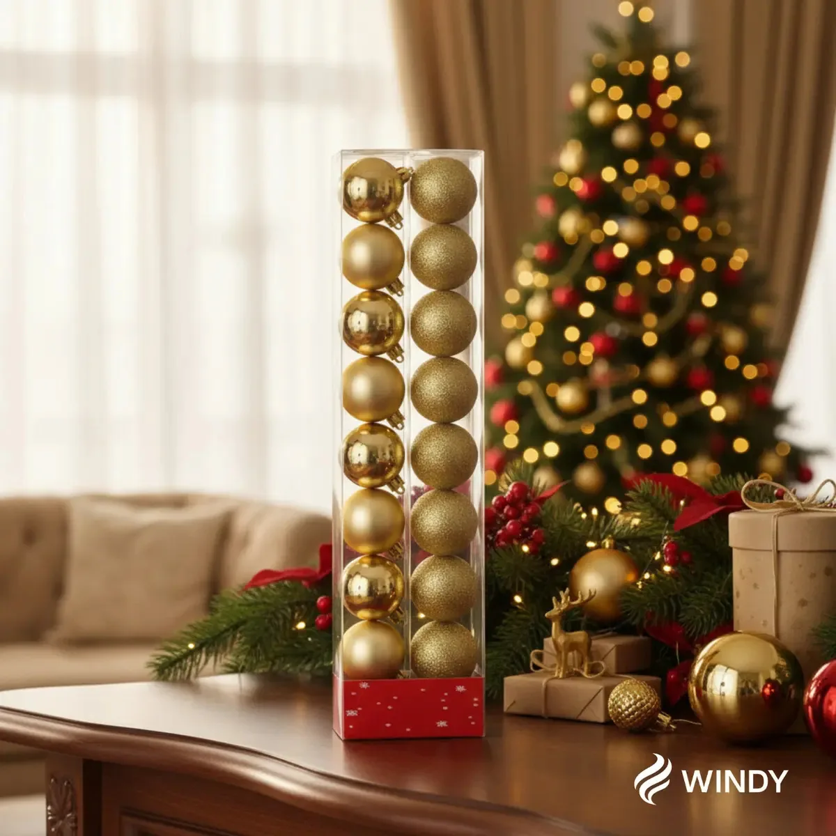 Kit 14 Bolas De Natal 3cm Champanhe Mistas Fosca Lisa E Glitter Enfeites Natalinos Premium Decoração Árvore Luxo Marca Windy Dourada Elegante Moderna Ornamentação Festas Natal Marca Popsy