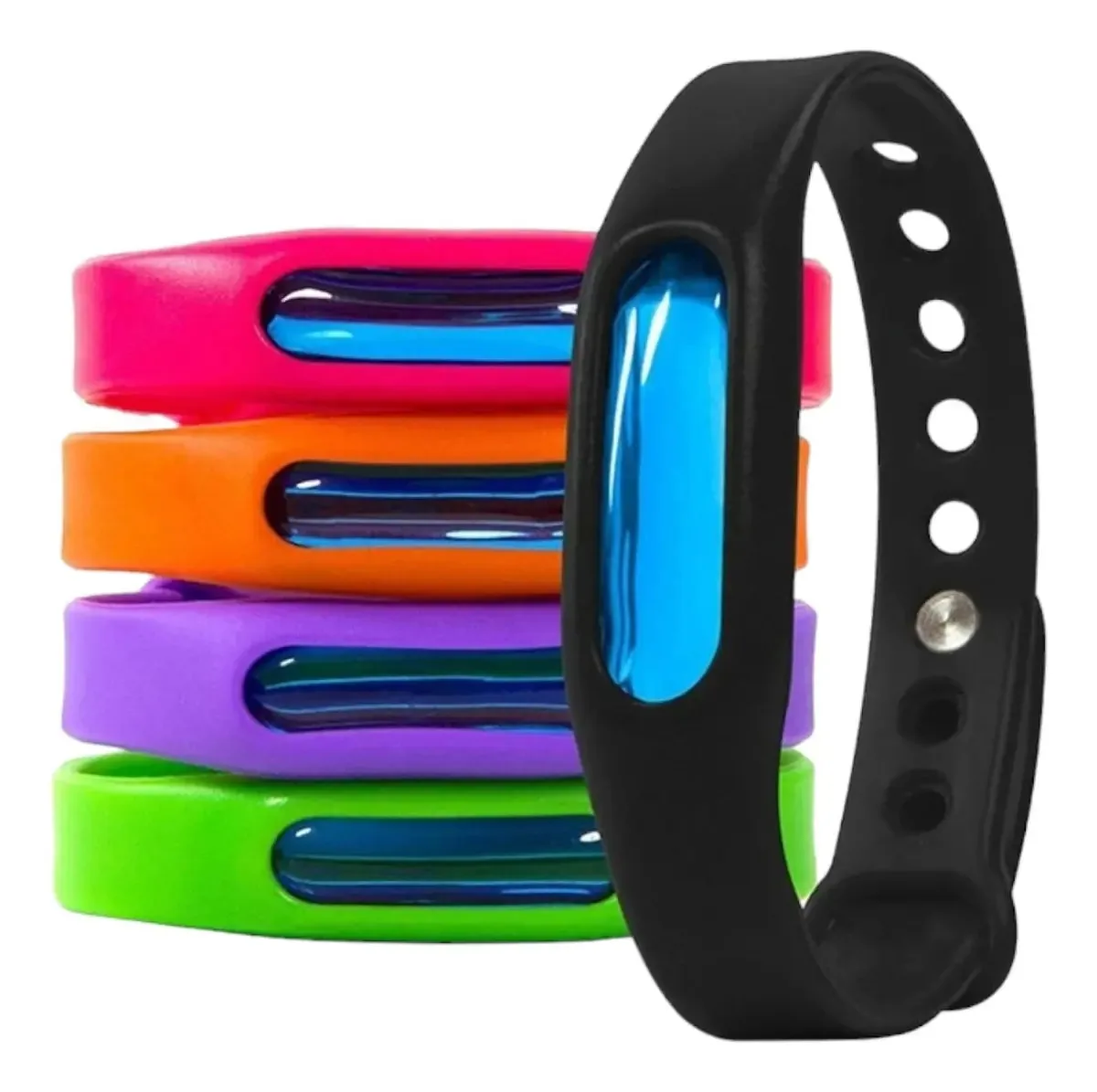 Pulseira Repelente Com Refil Pragas Insetos Mosquito Dengue Cor Preto