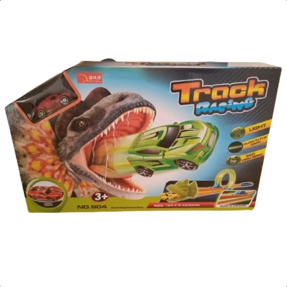 Pista de Dinossauro Looping Verde Com Carrinho e Lançador PP