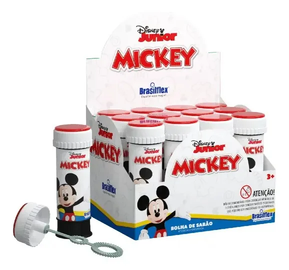 Bolhas de Sabão Disney Mickey 60ml Brasilflex 12 Unidades