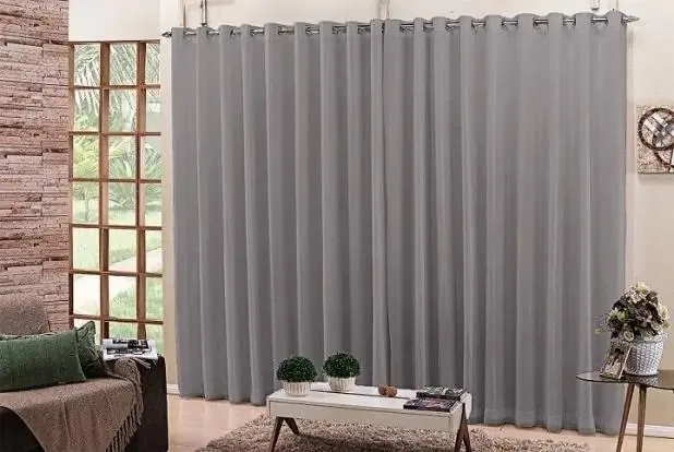 Cortina Blackout Com Voil 6,00x2,50 Varao Cor Cinza