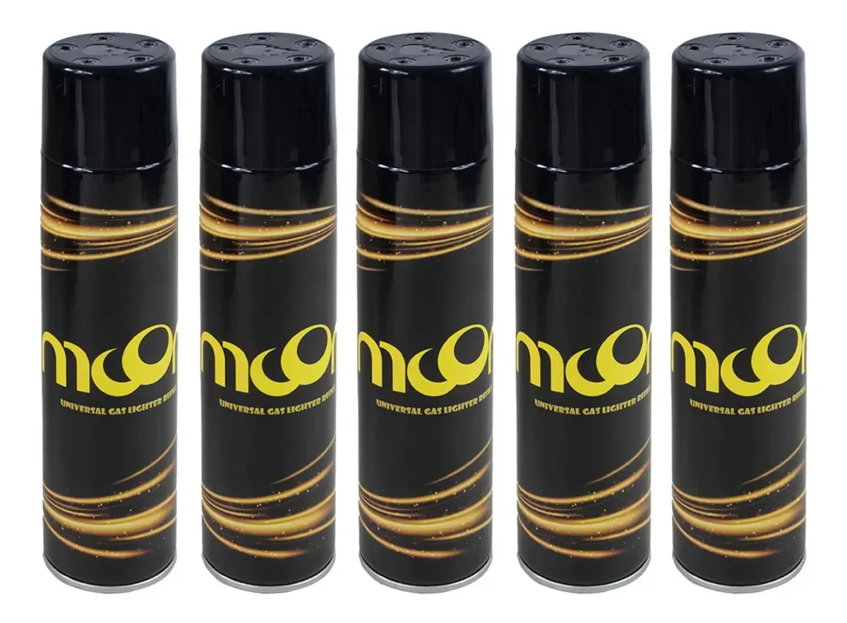 Kit 5 Gás Moon 330ml Para Isqueiros Maçaricos Com 5 Pontas