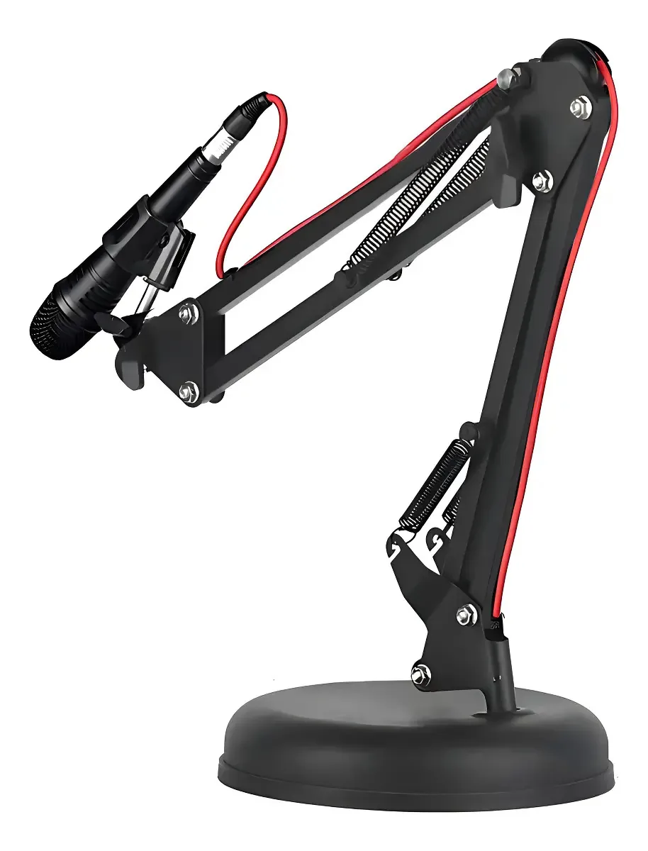 Suporte Para Microfone Metal Pedestal Mesa Articulado Preto