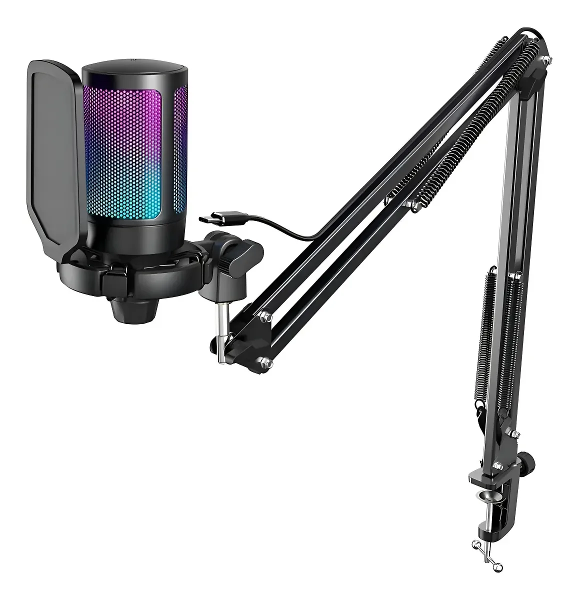 Suporte Para Microfone Waver Pedestal Mesa Articulado Preto