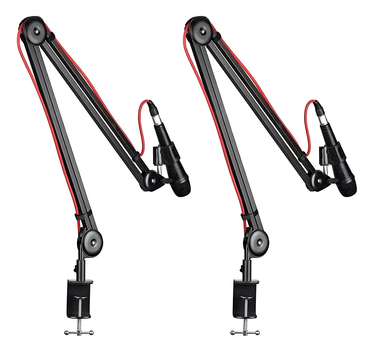 Kit 2 Suportes Articulados De Mesa para Microfone Condensador Preto Waver