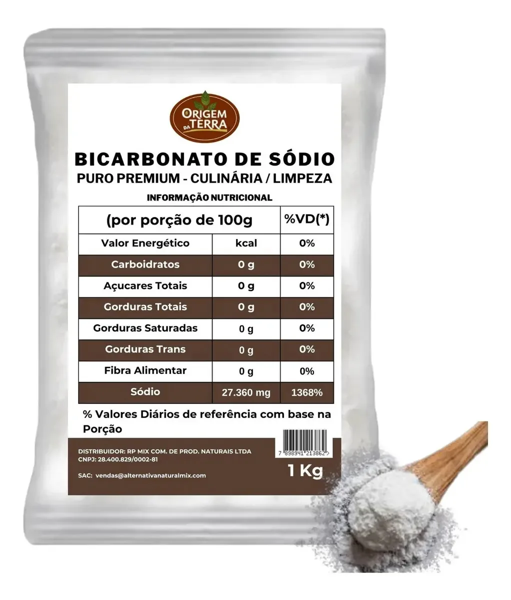 Bicarbonato de Sódio - LAUDO PUREZA - GRAU ALIMENTICIO - SEM METAIS PESADOS - Higiene - Tira Mancha Limpa Gordura E Remove Odores - 1 Kg - nv