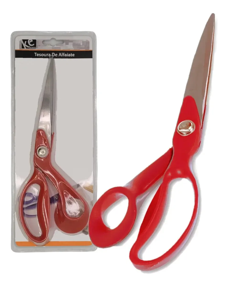 Tesoura Costura Profissional Tapeceiro Alfaiate Vermelha