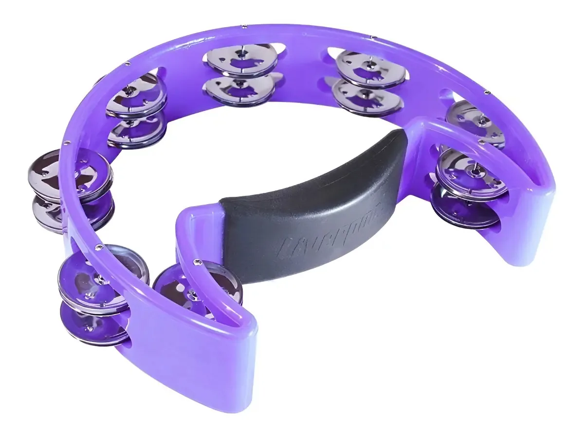Pandeiro Meia Lua Liverpool Roxo, com 16 Platinelas