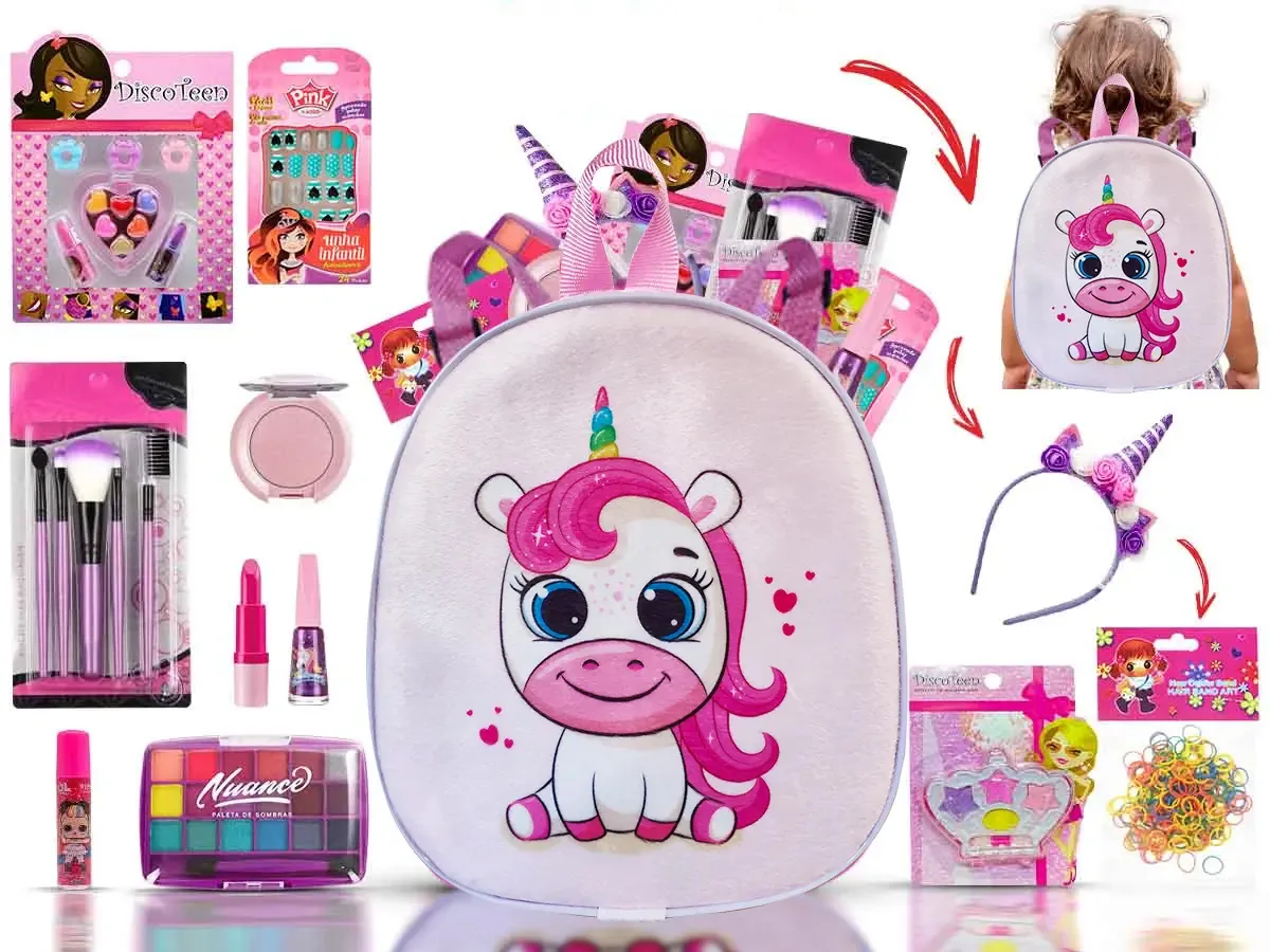 Kit De Maquiagem Infantil Completo Com Tiara + Bz131