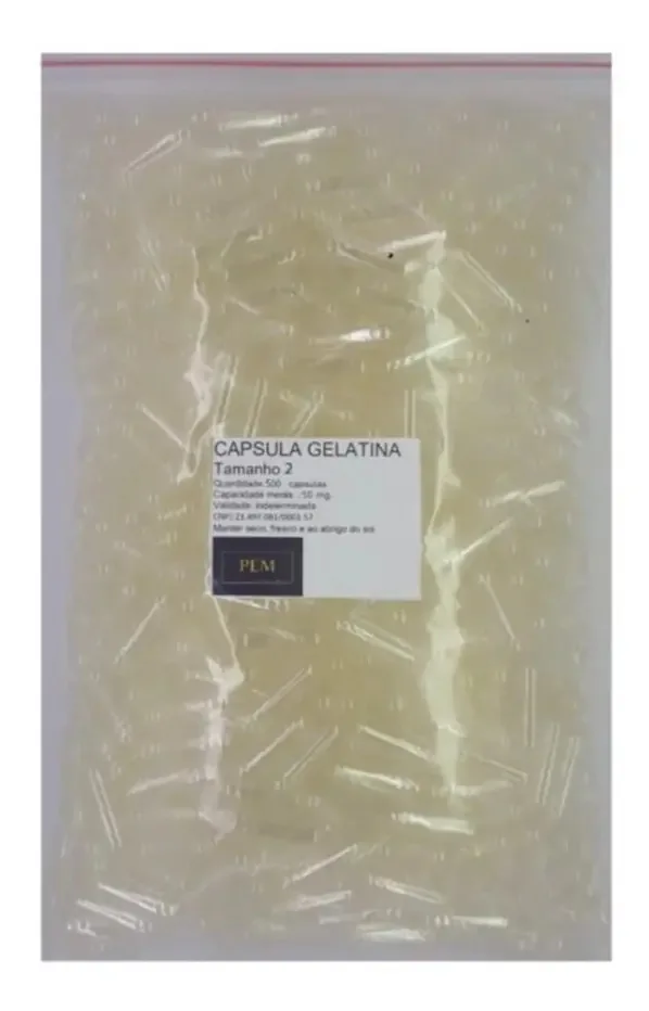 500 Cápsulas Vazias De Gelatina Incolor N°2 (250mg)