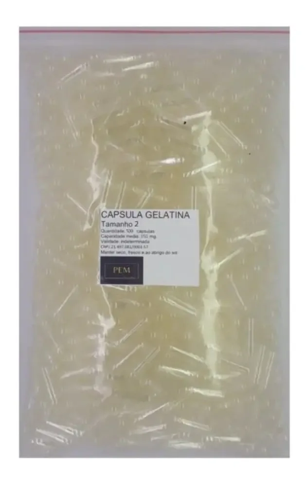 500 Cápsulas Vazias De Gelatina Incolor N°2 (350mg)