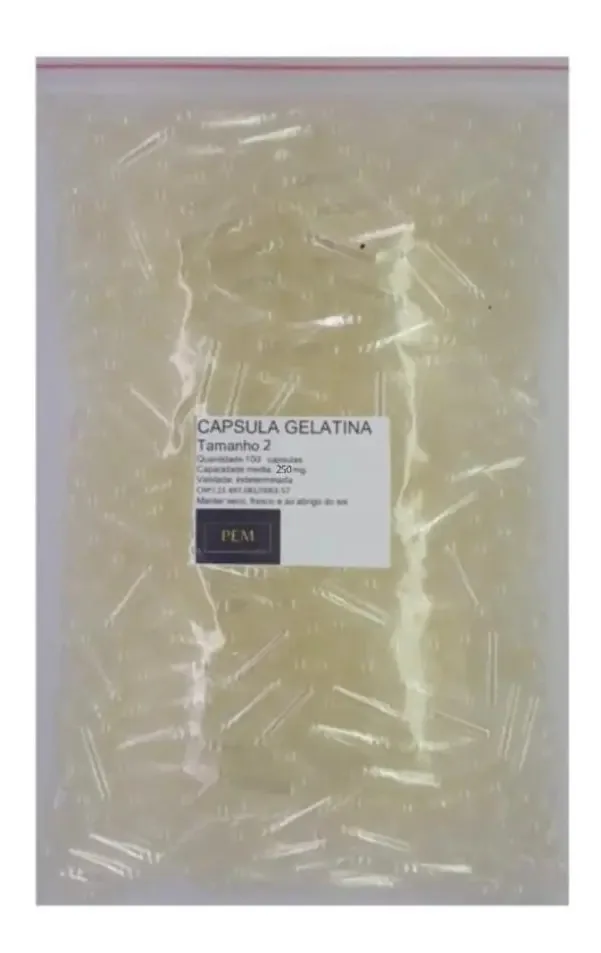 100 Cápsulas Cães E Gatos Gelatina Incolor Vazia N°2 (250mg)