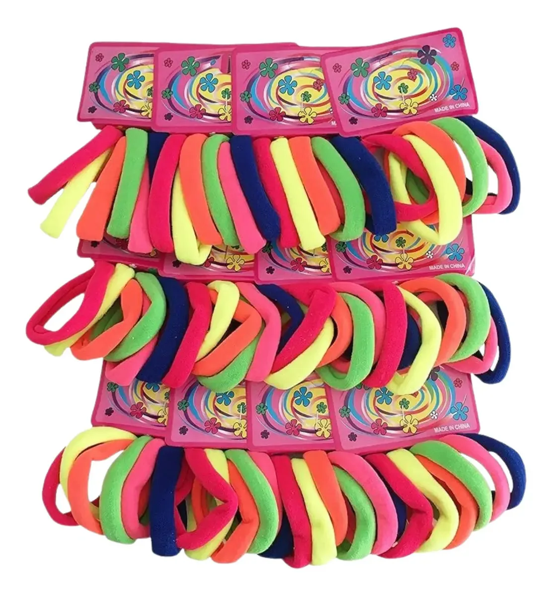 Kit com 72 Elásticos Scrunchie Coloridos de Tecido Elástico para Cabelo