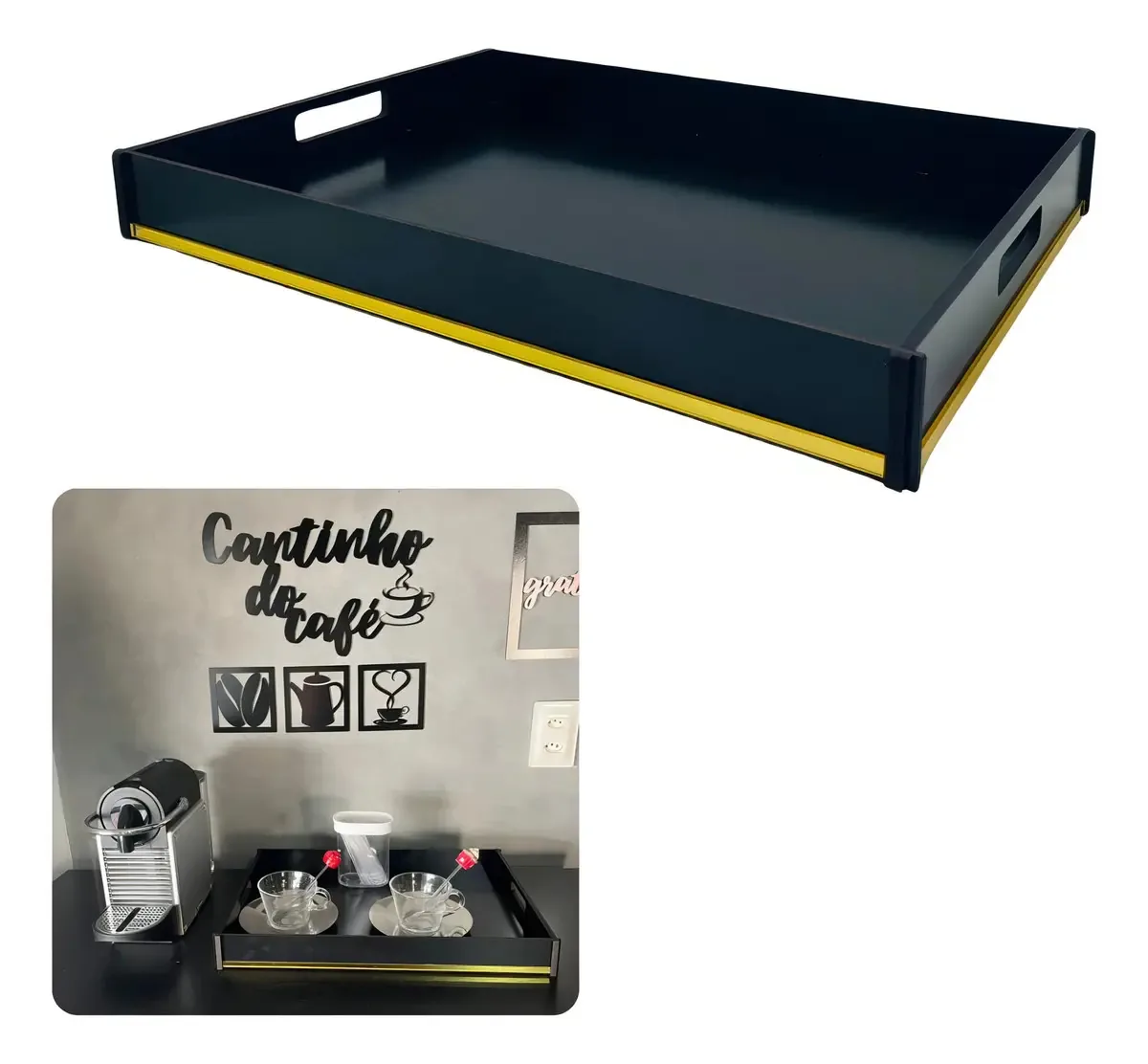 Bandeja Decorativa Para Sala E Cozinha 42x29x4